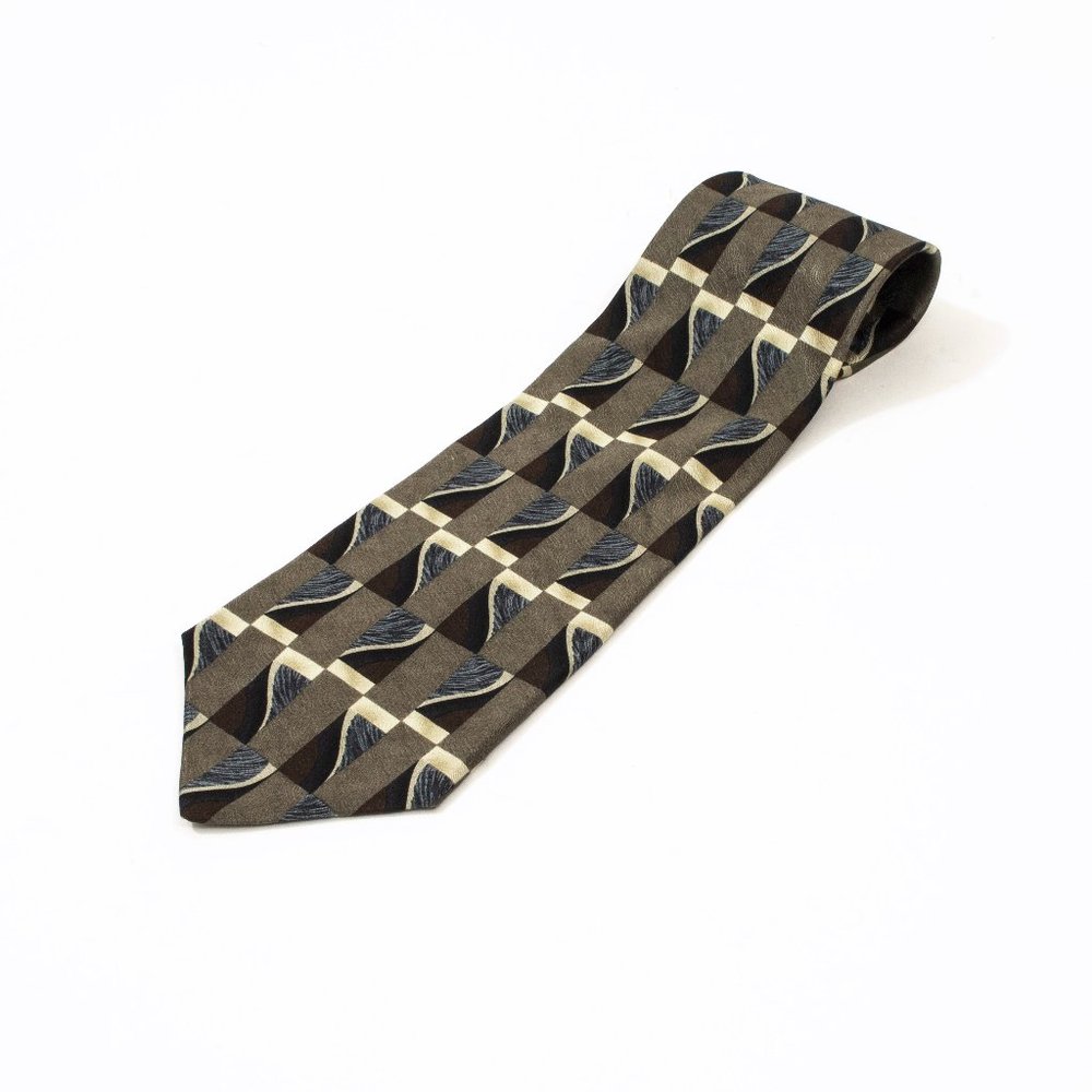 EUC J Ferrar Abstract Blue Burgundy Silk Tie